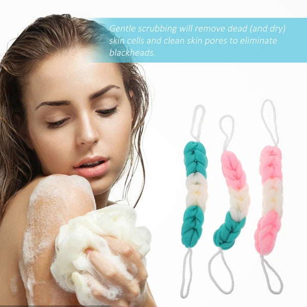 3 Pcs Bath Towel Man Mesh Pouf Scrunchies Body Loofah Exfoliating Scrubber
