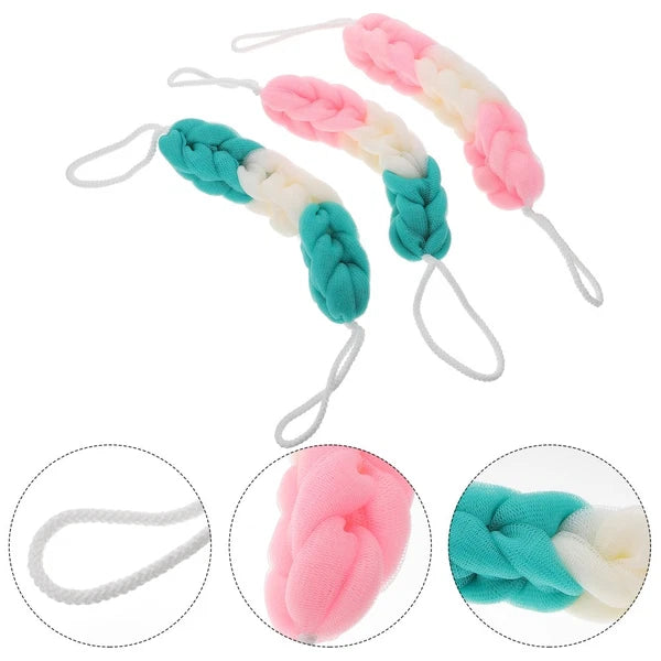 3 Pcs Bath Towel Man Mesh Pouf Scrunchies Body Loofah Exfoliating Scrubber
