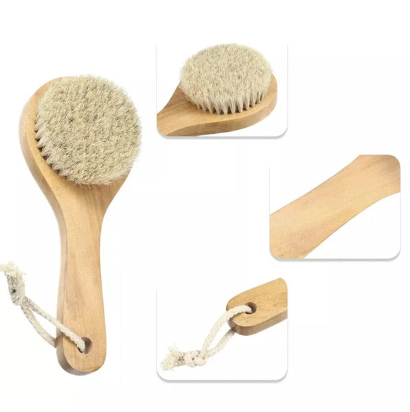 Wooden Shower Bath Brush For Body Cleaning Short Handle Shower Bath Wooden