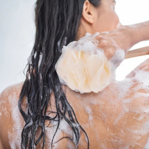 Long Handle Exfoliating Bath Sponge Brush for Back and Feet Cleansing