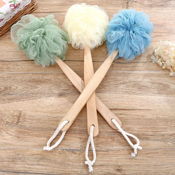 4 Pcs Wooden Handle Back Bath Brush Exfoliating Cleaning Scrubber Bathing Balls