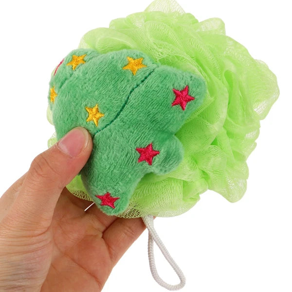 3 Pcs Christmas Bath Ball Doll Toddler Cute Loofah Shower Cleaner Brush