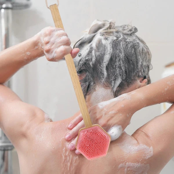 Bath Brush Exfoliating Body Scrub Silicone Scrubber Shower Bathing Back for
