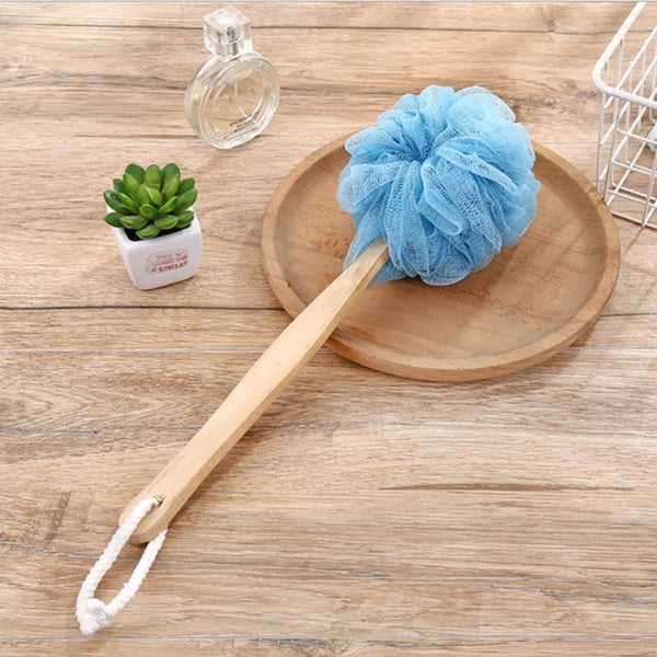 4 Pcs Wooden Handle Back Bath Brush Exfoliating Cleaning Scrubber Bathing Balls