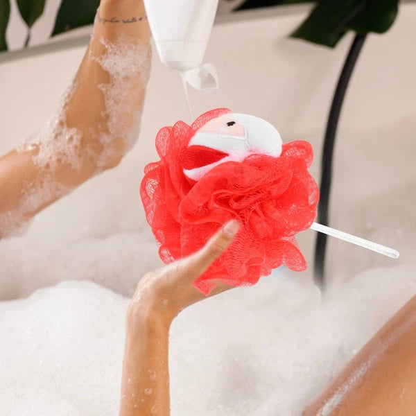 3 Pcs Christmas Bath Ball Doll Toddler Cute Loofah Shower Cleaner Brush