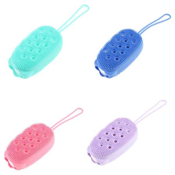 4pcs Silicone Bathing Brushes Double-sided Skin Massager Brushes Random Color