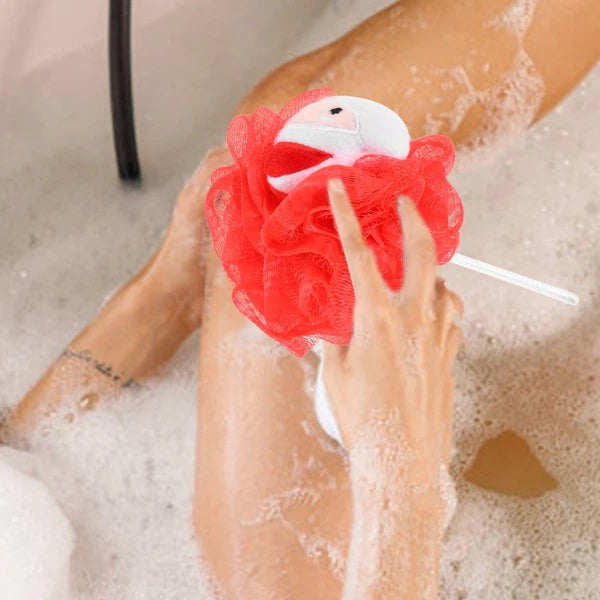 3 Pcs Christmas Bath Ball Doll Toddler Cute Loofah Shower Cleaner Brush