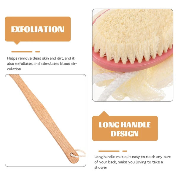 Back Massage Brush Shower Body Exfoliating Scrubber with Handles Bath