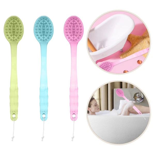 3 Pcs Long Handle Bath Brush Back Scrubber Body Massage Shower Brush