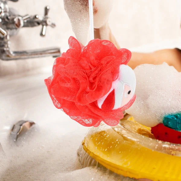 3 Pcs Christmas Bath Ball Doll Toddler Cute Loofah Shower Cleaner Brush