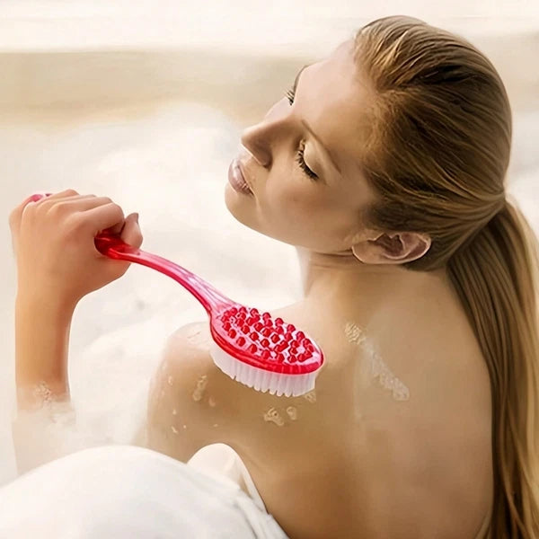 Long Handle Shower Body Bath Brush Skin Back Massage Scrubber Bathroom Tool UK