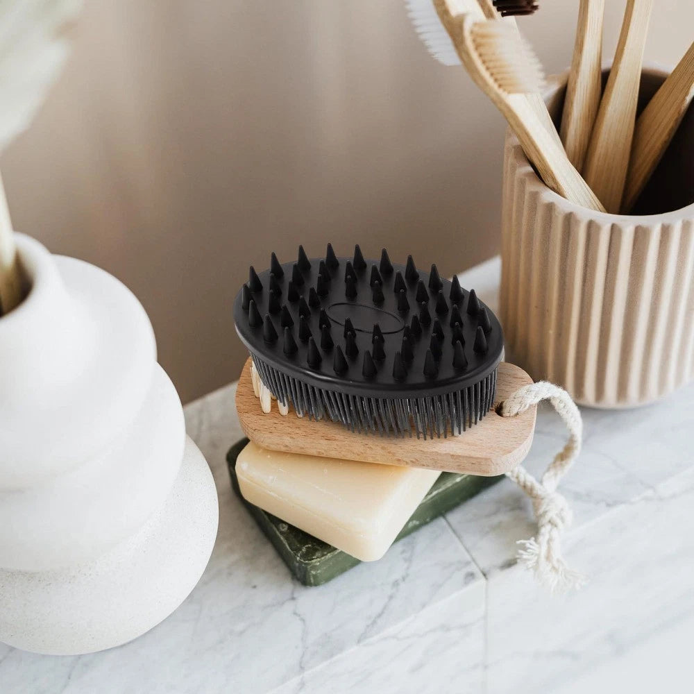 2 PCS Silicone Shampoo Brush Woman Baby Body Shower Scrubber Hair Infant Bath