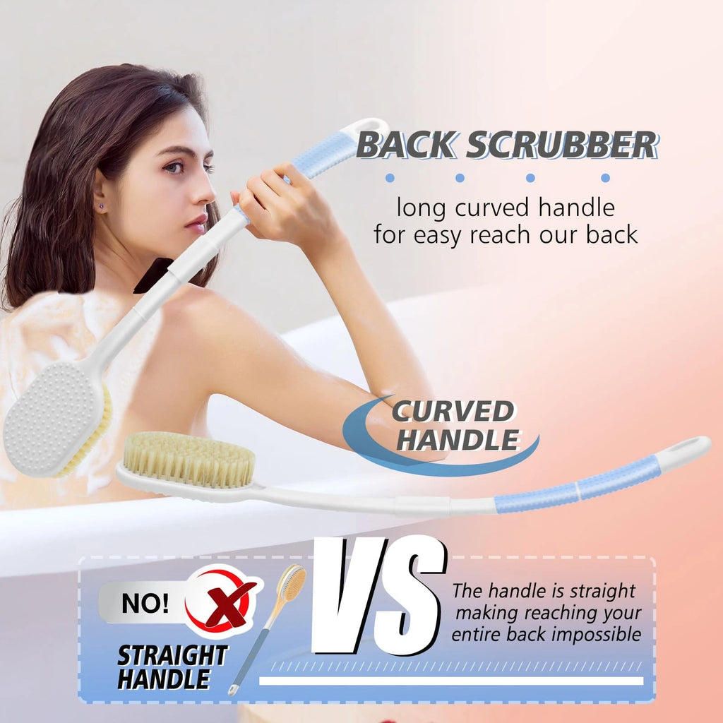 Portable Shower Brush,Long Curved Foldable Handle with Soft and Stiff Bristle...