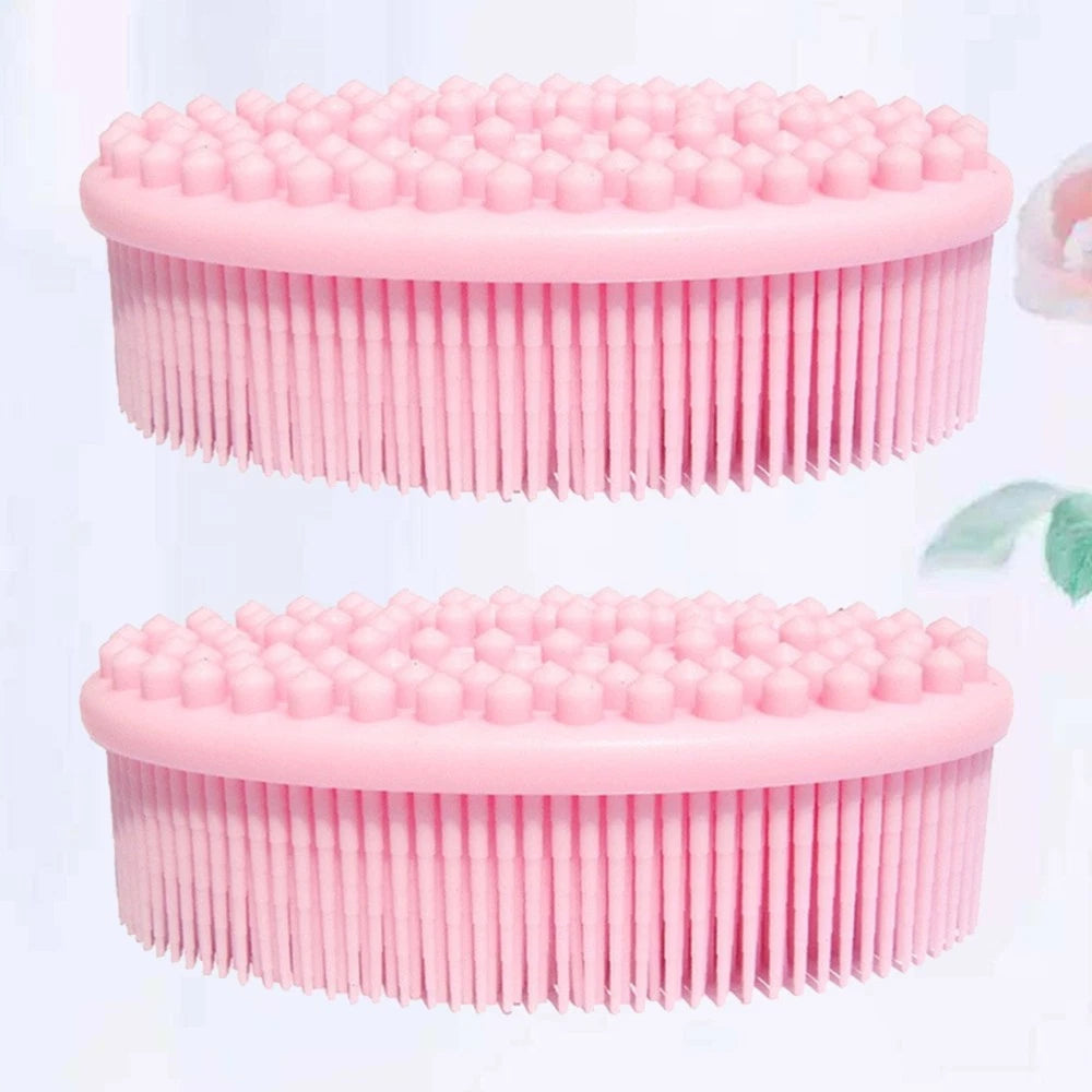 2 Pcs Massage Shampoo Brush Elder Silicone Shower Bathing Scrubber