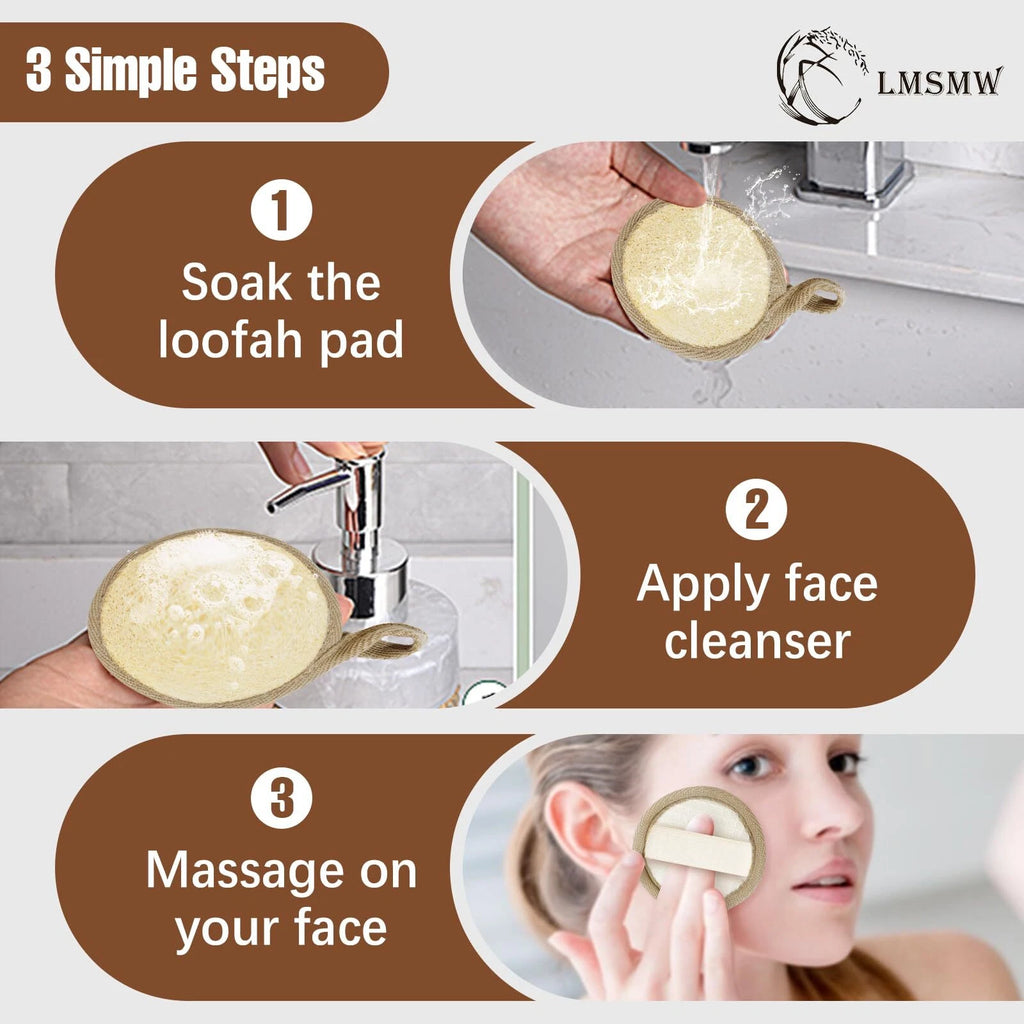 Natural Loofah Exfoliating Bath Brush Back Body Sponge Scrubber for Bath Spa
