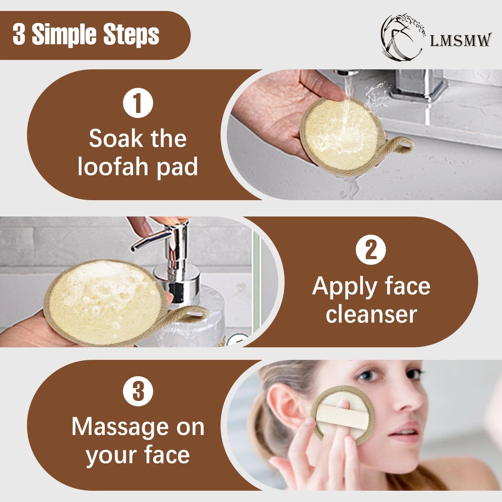 Natural Loofah Exfoliating Bath Brush Back Body Sponge Scrubber for Bath Spa