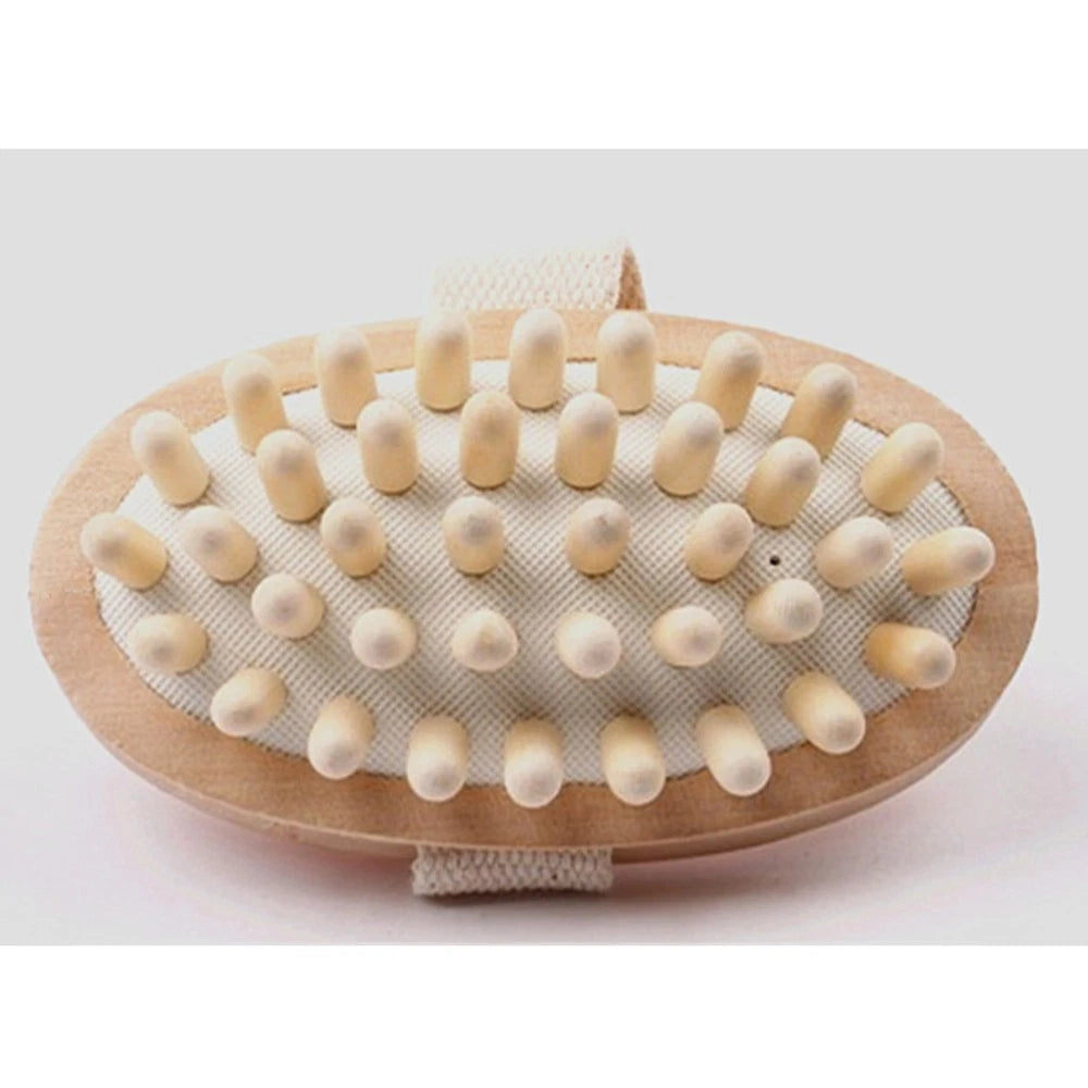 Massager Bath Brush Scrub for Shower Body Skin Exfoliating Wooden
