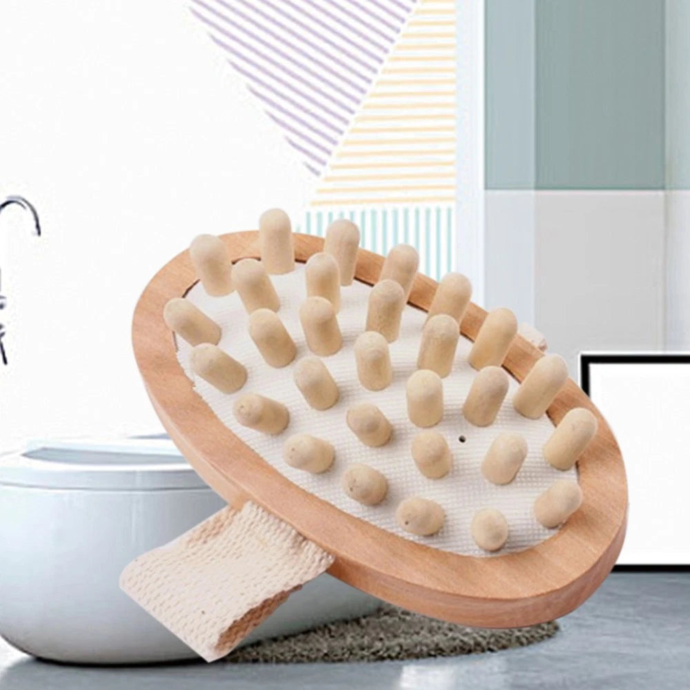 Body Massage Bath Brush Wooden Massage Round Bath Bathroom Accessories (