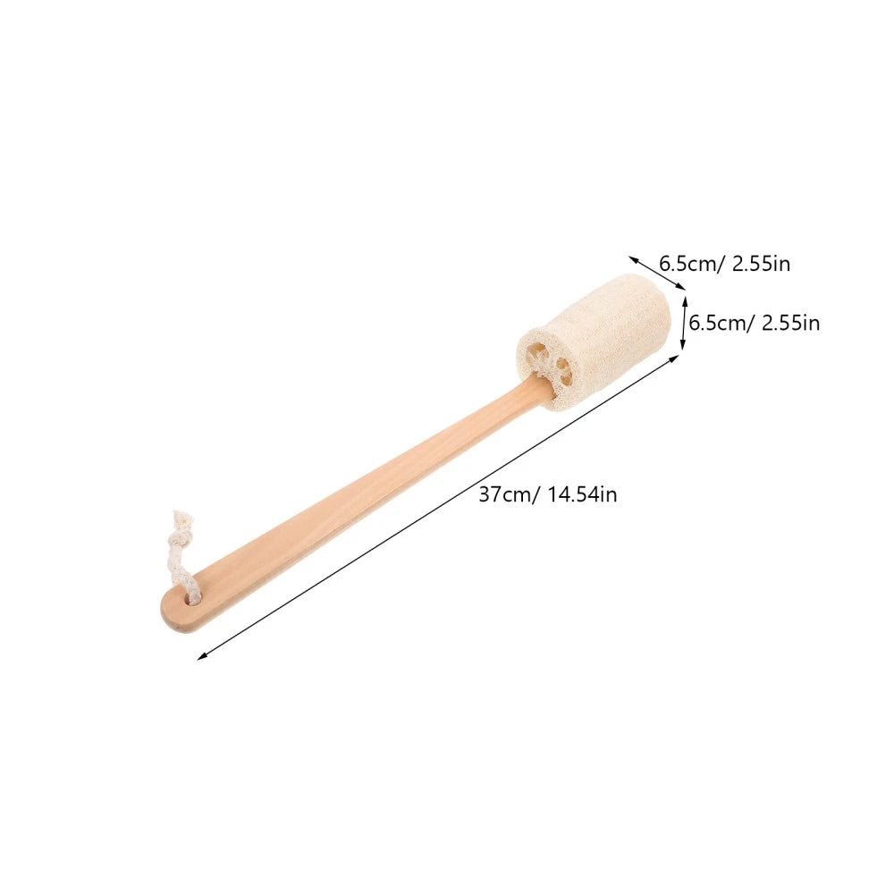 Loofah Bath Brush with Wooden Handle for Exfoliating Skin