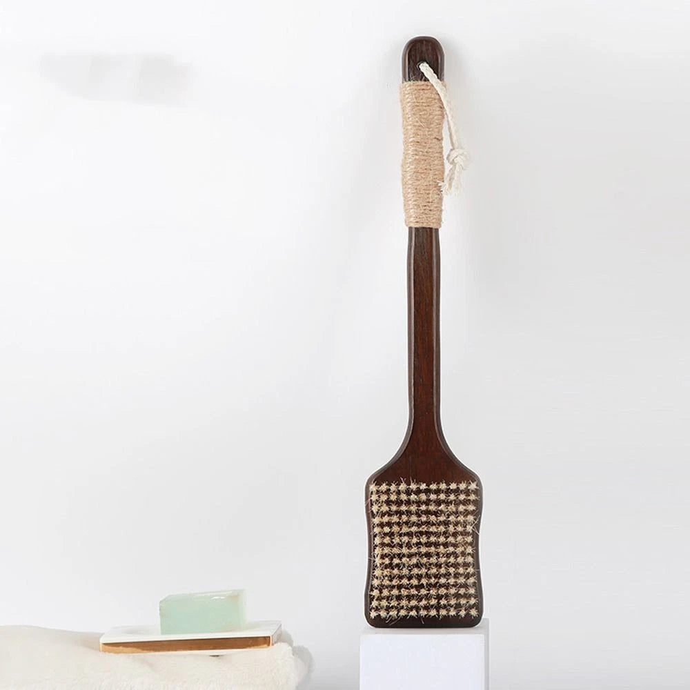 Ergonomic Massage Brush Wood Bath Exfoliating Brush  Skin Cleanser