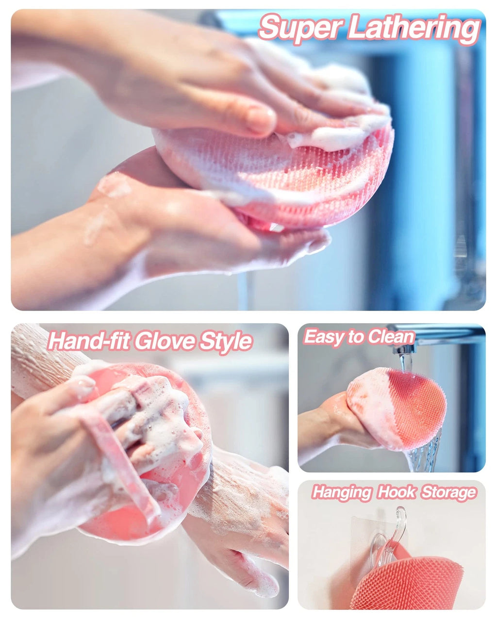 Manmihealth Silicone Back ScrubberThin Bristles & Soft Bath Brushes Set Super...