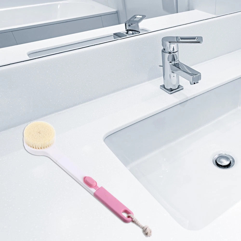 Long Handle Bath Brush Household Rub Back Brush Bathing Accessories (Pink)