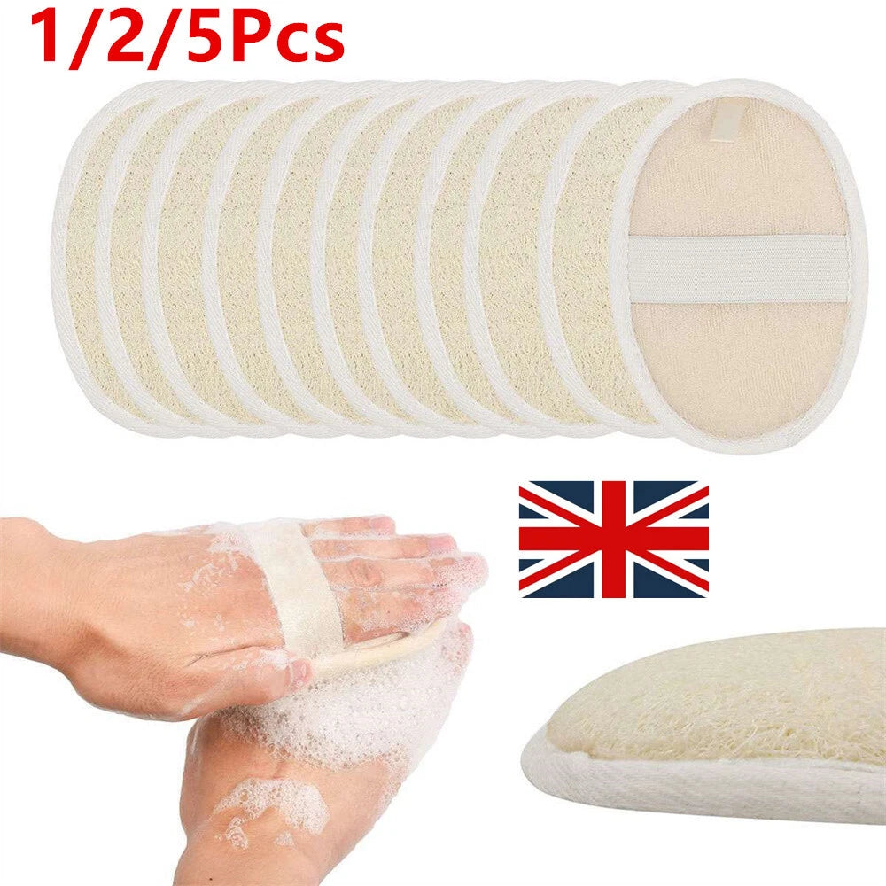 1/2/5X Biodegradable Shower Brushes Natural Loofah Exfoliating Sponge for Bath