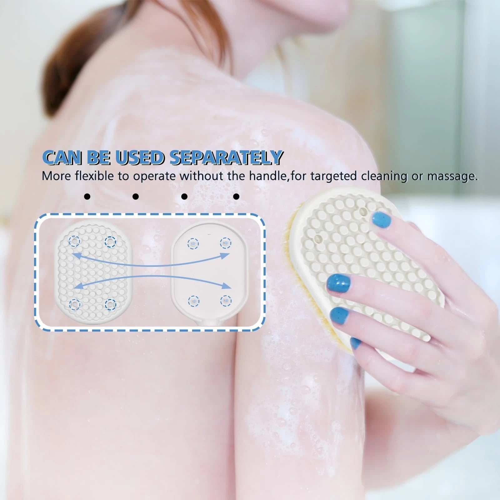 Portable Shower Brush,Long Curved Foldable Handle with Soft and Stiff Bristle...