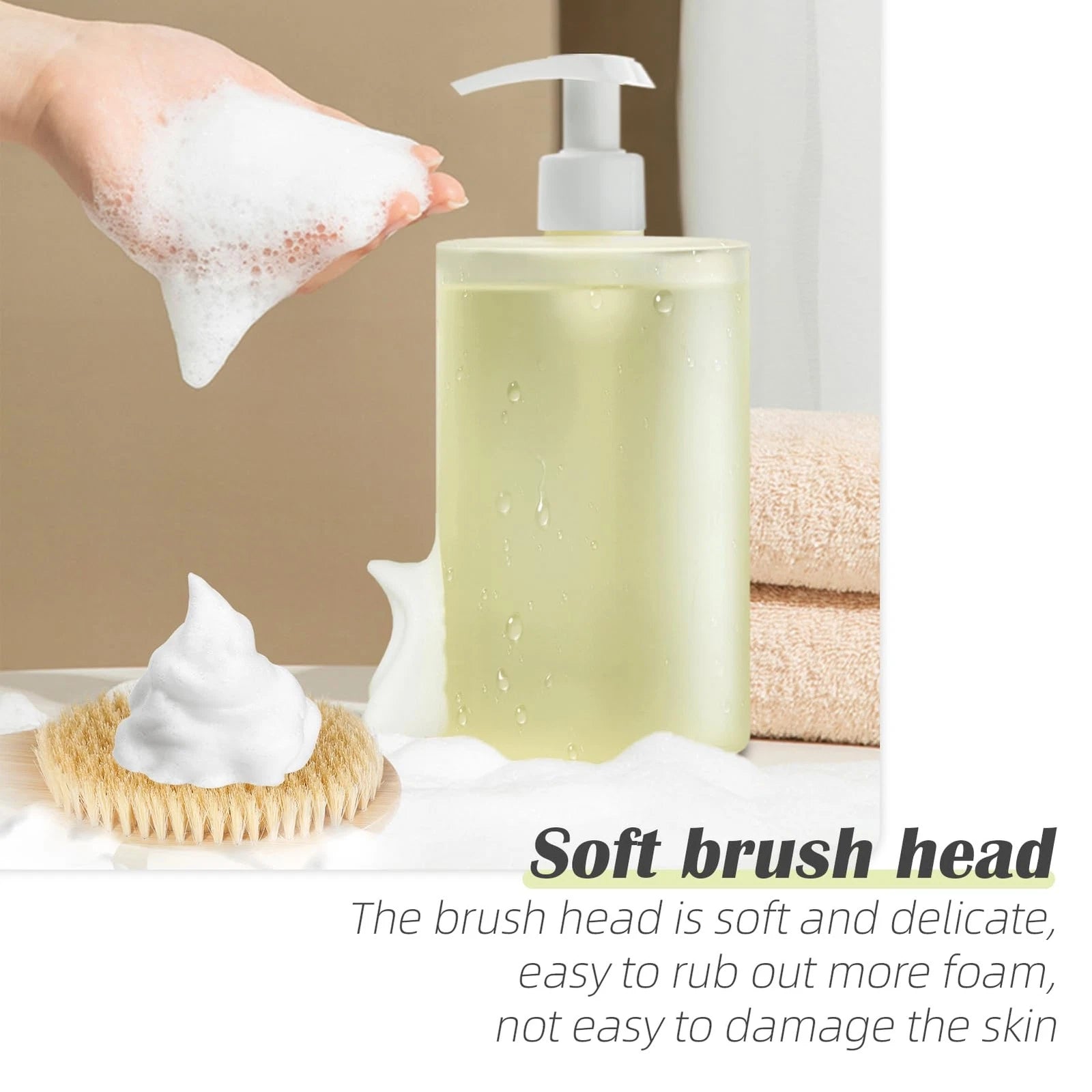 Bath Body Brush Shower 22" Super Long Curved Bamboo Handle Antiskid Back ...