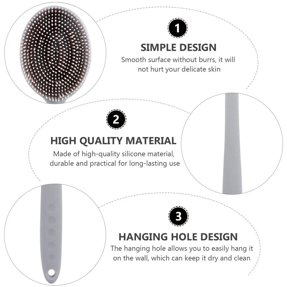 1Pc Bath Brush Silicone Bath Brush Long Handle Shower Brush Bathing Supplies