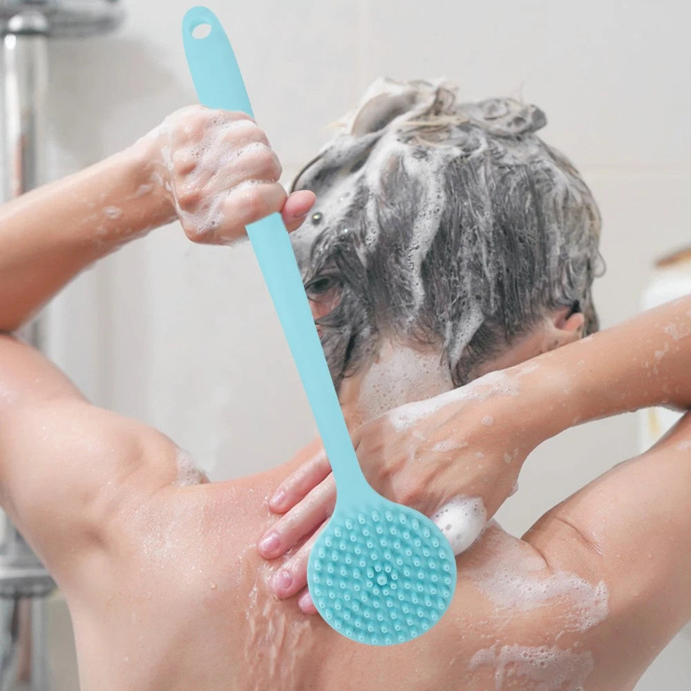 3 PCS Long Handle Bath Brush Silicone Exfoliator Body Scrubber Brushes Elderly