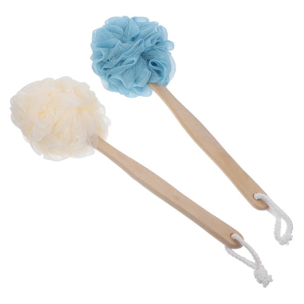 2 Pcs Miss Bath Brushes Long Handles for Elderly Soft Back Scrubber Shower
