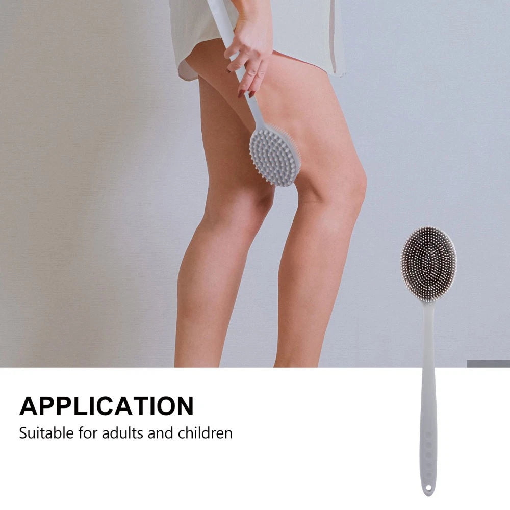 1Pc Bath Brush Silicone Bath Brush Long Handle Shower Brush Bathing Supplies