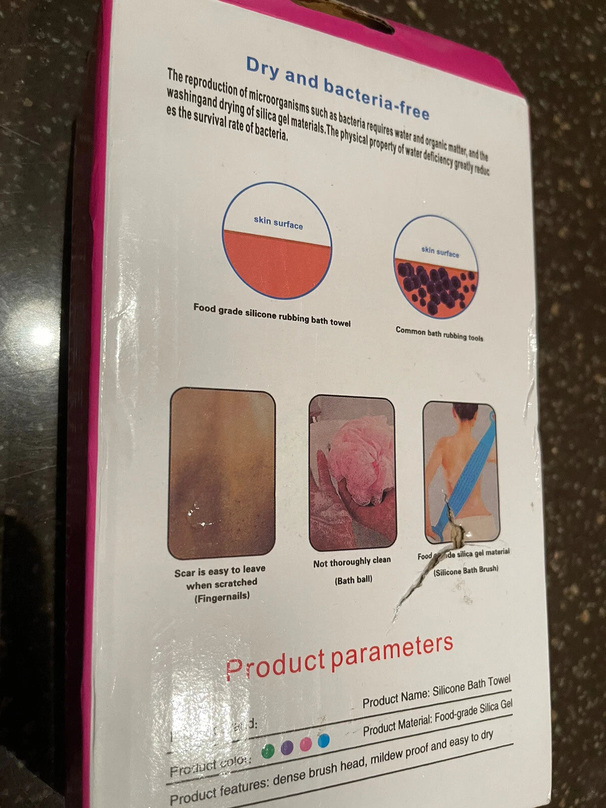 Silicone Shower Brush, Handle Body Washer, Double Side Shower Massage Brush Long