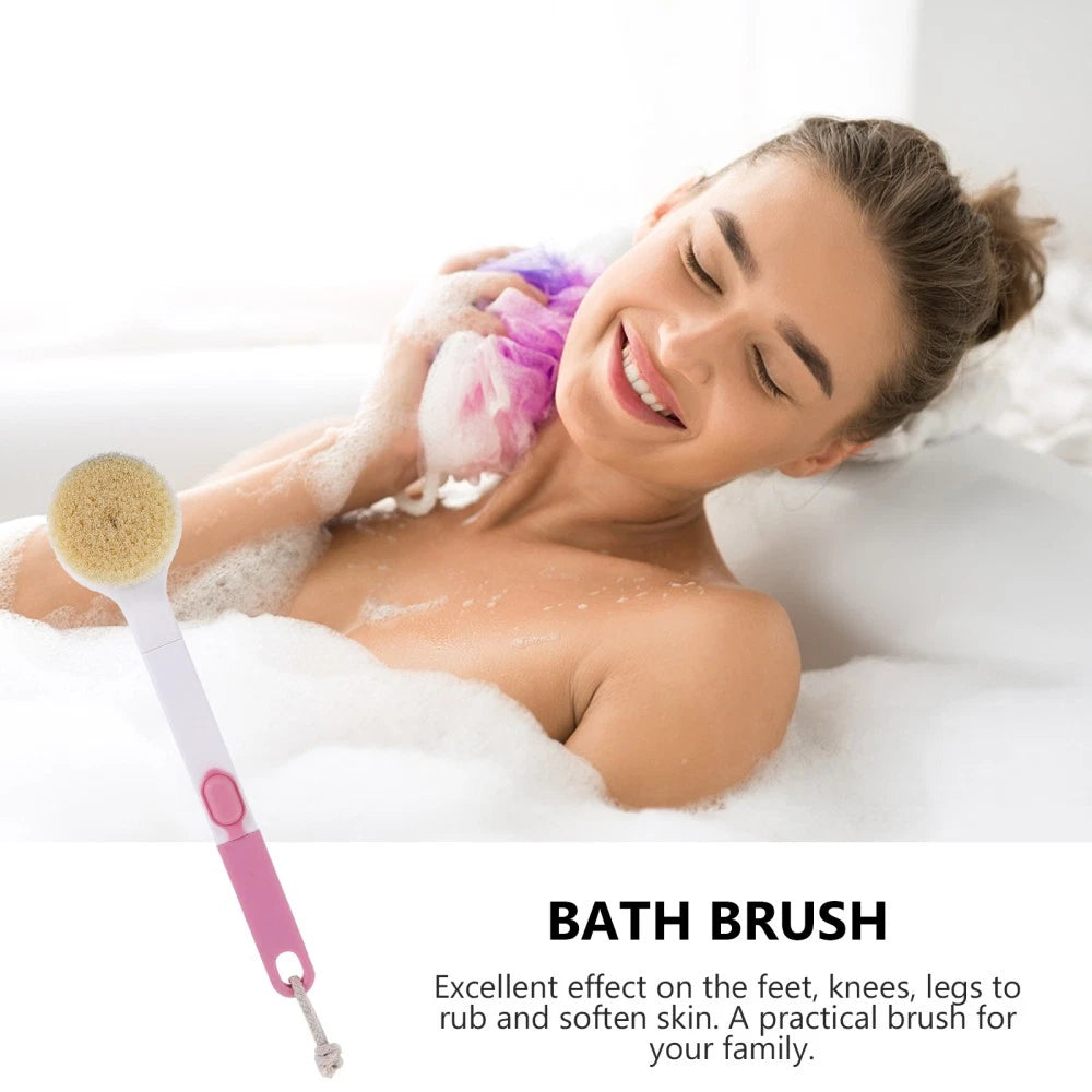 Long Handle Bath Brush Household Rub Back Brush Bathing Accessories (Pink)