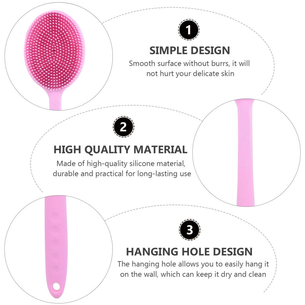 1Pc Bath Brush Silicone Bath Brush Long Handle Bathing Supplies Bath Brush