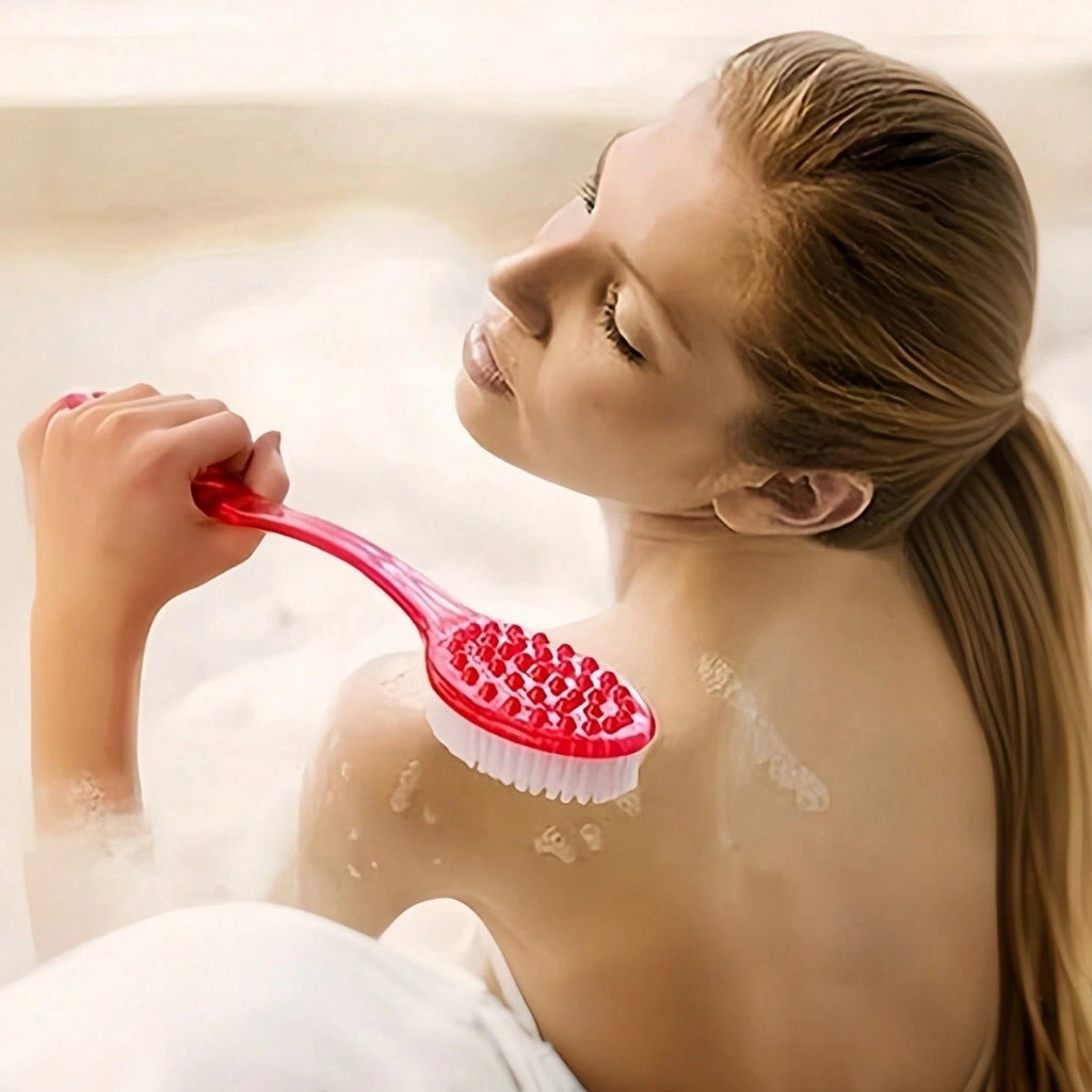 Long Handle Shower Body Bath Brush Skin Back Massage Scrubber Bathroom Tool UK