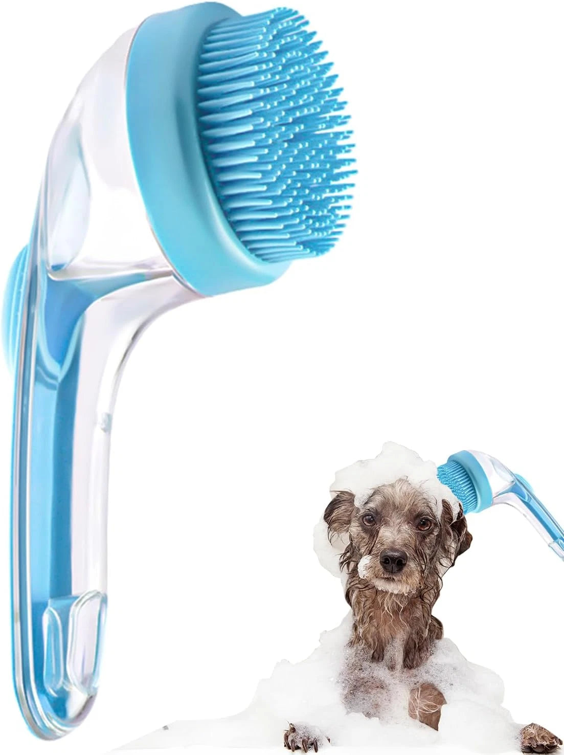 Pet Bath Brush,Dog Shampoo Brush Bubble Maker,New 2 in 1 Dog Bath Brush with Bui