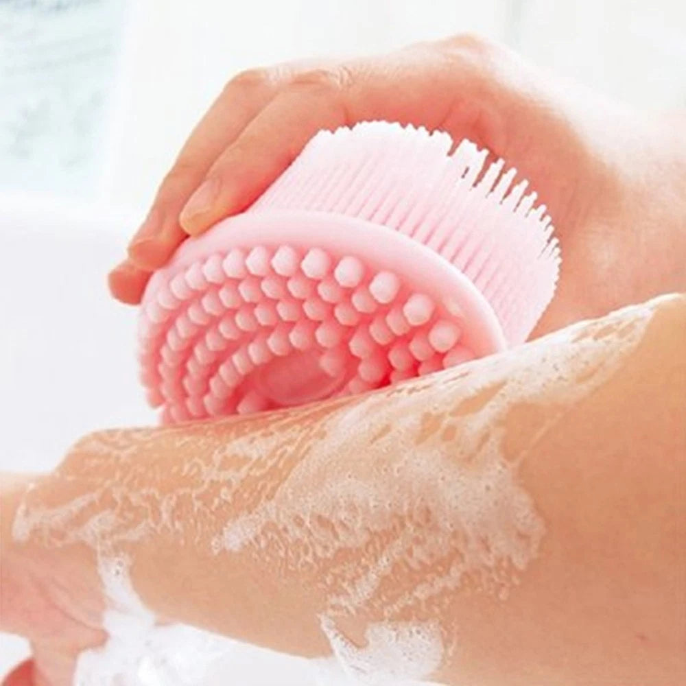 2 Pcs Massage Shampoo Brush Elder Silicone Shower Bathing Scrubber