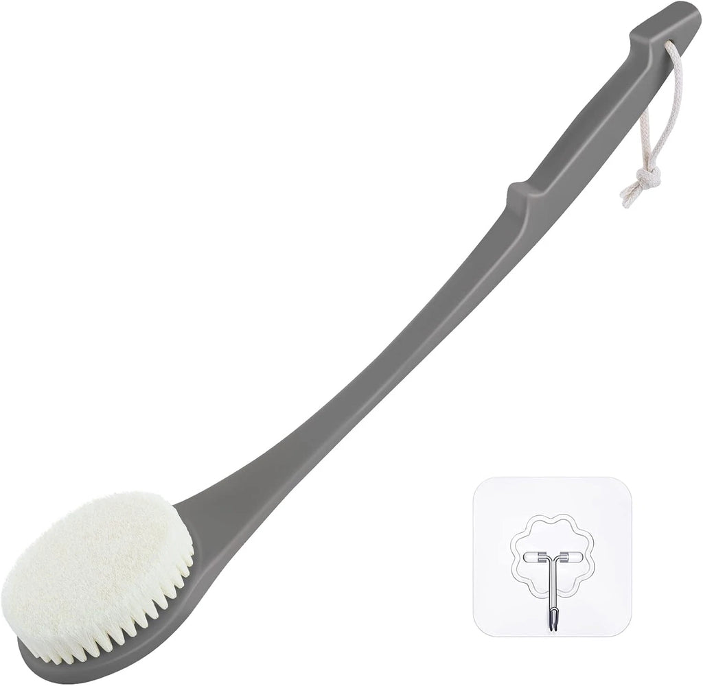 Body Back Scrubber – 17'' Long Handle Shower Brush, Durable Exfoliator for Dry