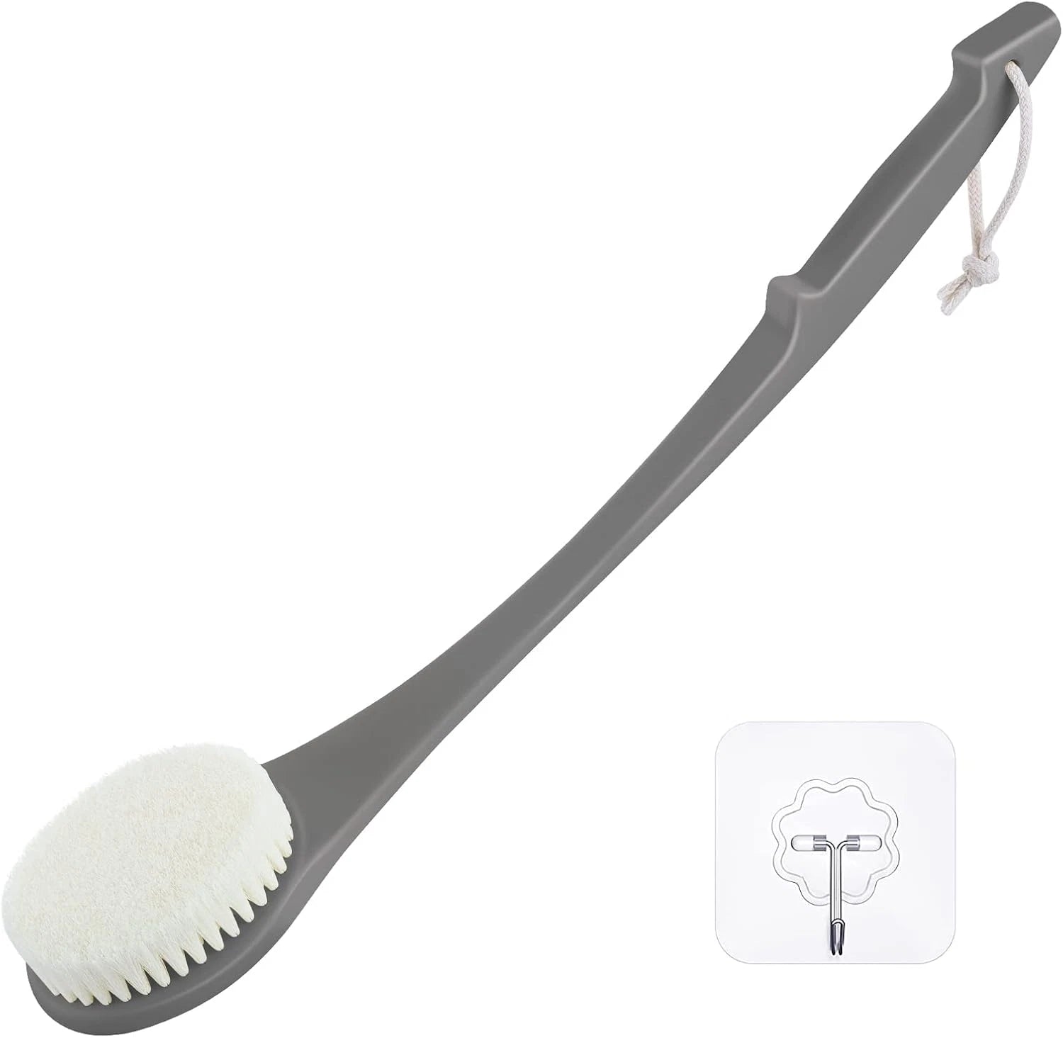 Body Back Scrubber – 17'' Long Handle Shower Brush, Durable Exfoliator for Dry