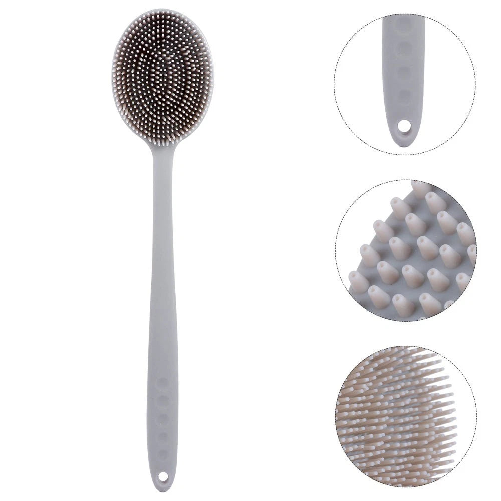 1Pc Bath Brush Silicone Bath Brush Long Handle Shower Brush Bathing Supplies