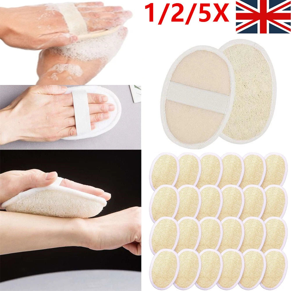 1/2/5X Biodegradable Shower Brushes Natural Loofah Exfoliating Sponge for Bath