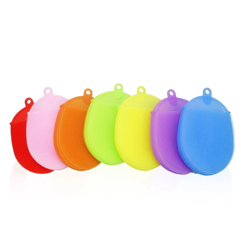 2 Pcs Silicone Bath Body Brush Silicone Bath Scrubber Exfoliating Shower Brush