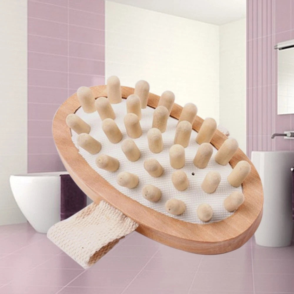 Body Massage Bath Brush Wooden Massage Round Bath Bathroom Accessories (