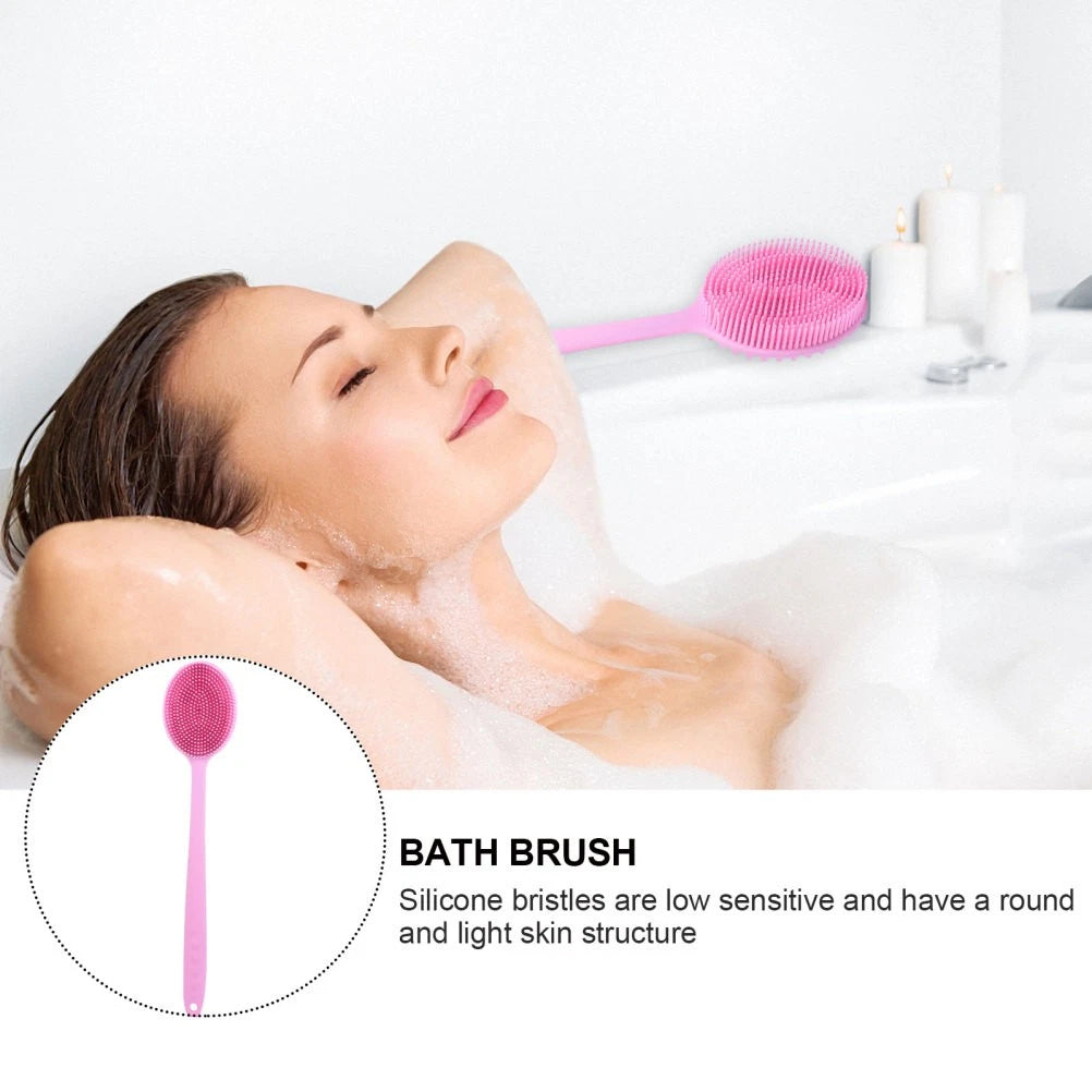 1Pc Bath Brush Silicone Bath Brush Long Handle Bathing Supplies Bath Brush