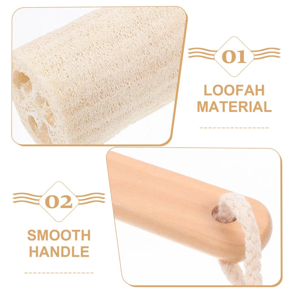 Loofah Bath Brush with Wooden Handle for Exfoliating Skin