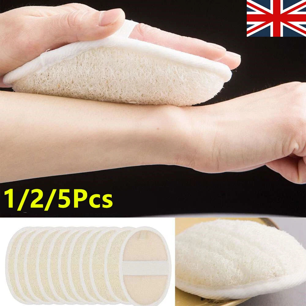1/2/5X Biodegradable Shower Brushes Natural Loofah Exfoliating Sponge for Bath