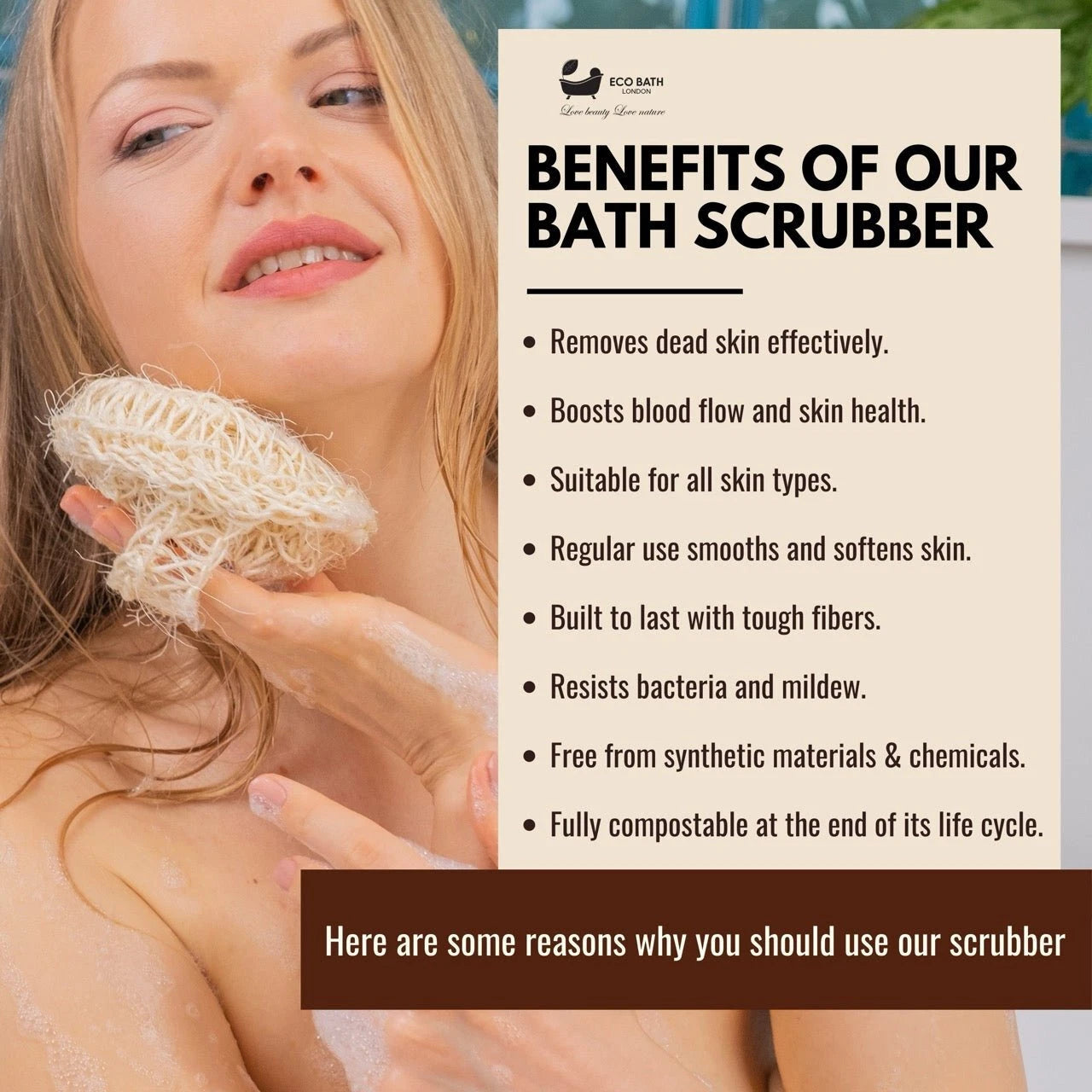 Eco Bath Natural Sisal Hemp Bath Scrubber