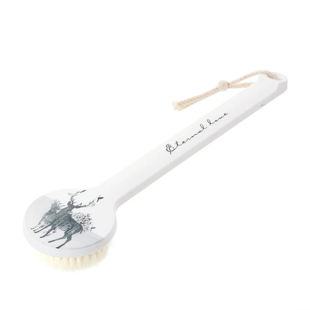 Long Handle Bath Scrubber Printed Exfoliating Shower Brush (Wapiti)